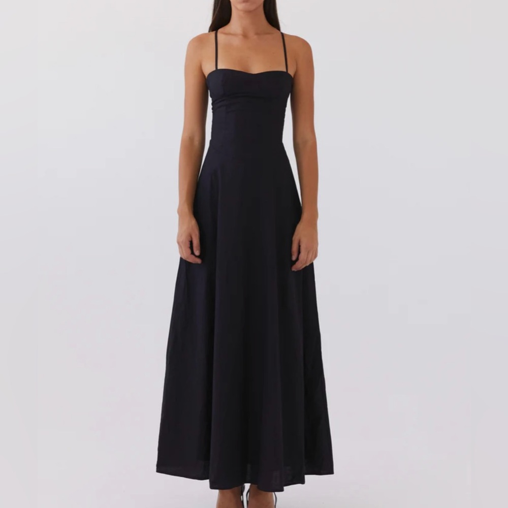 Peppermayo Exclusive - Angelina Linen Maxi Dress - Black
